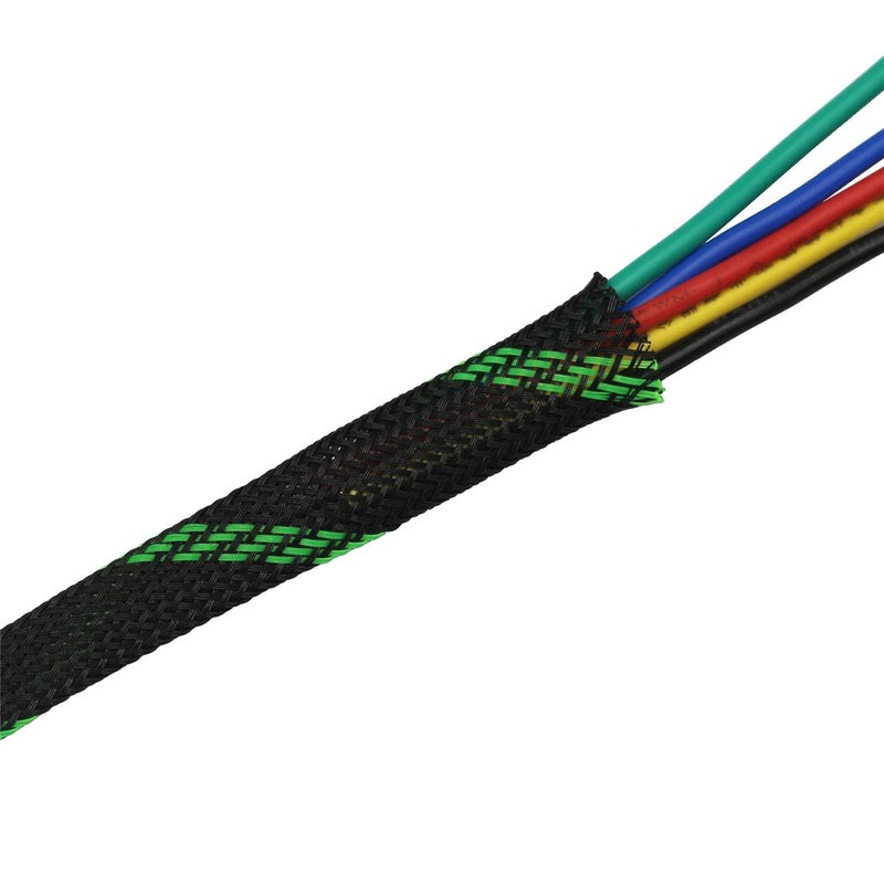 CBAZY 30ft PET Expandable Sleeving Wire Cable Sleeve (1/3", Green&Black) - Image 2